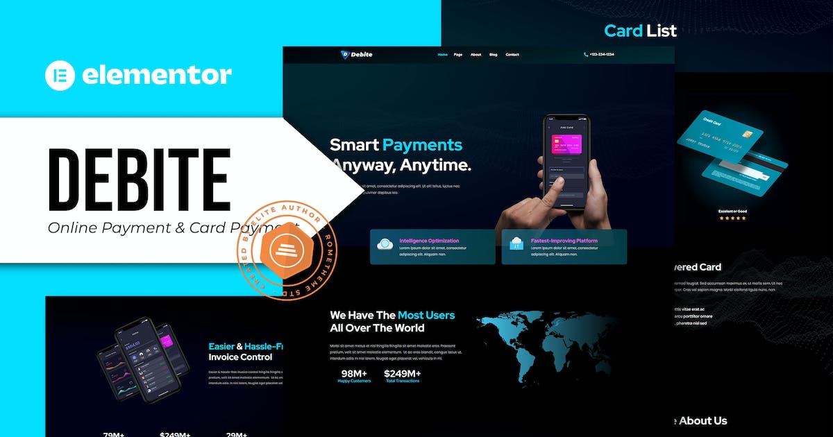 Debite – Card Payment & Online Payment Elementor Template Kit