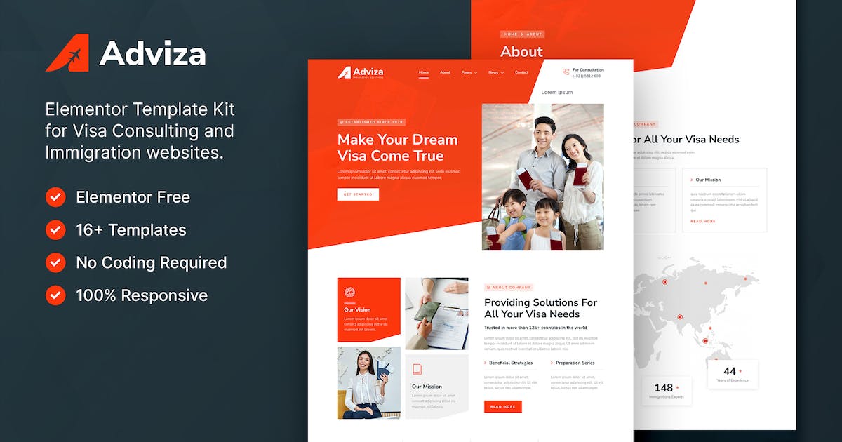 Adviza - Immigration & Visa Consulting Elementor Template Kit
