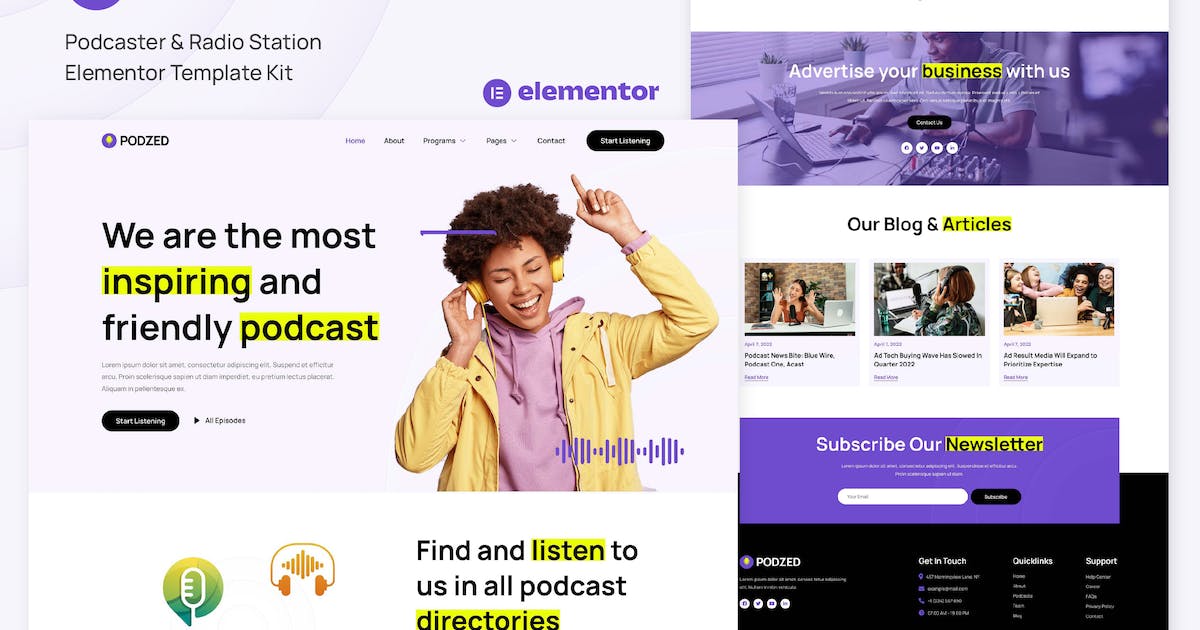 Podzed – Podcaster & Radio Station Elementor Template Kit