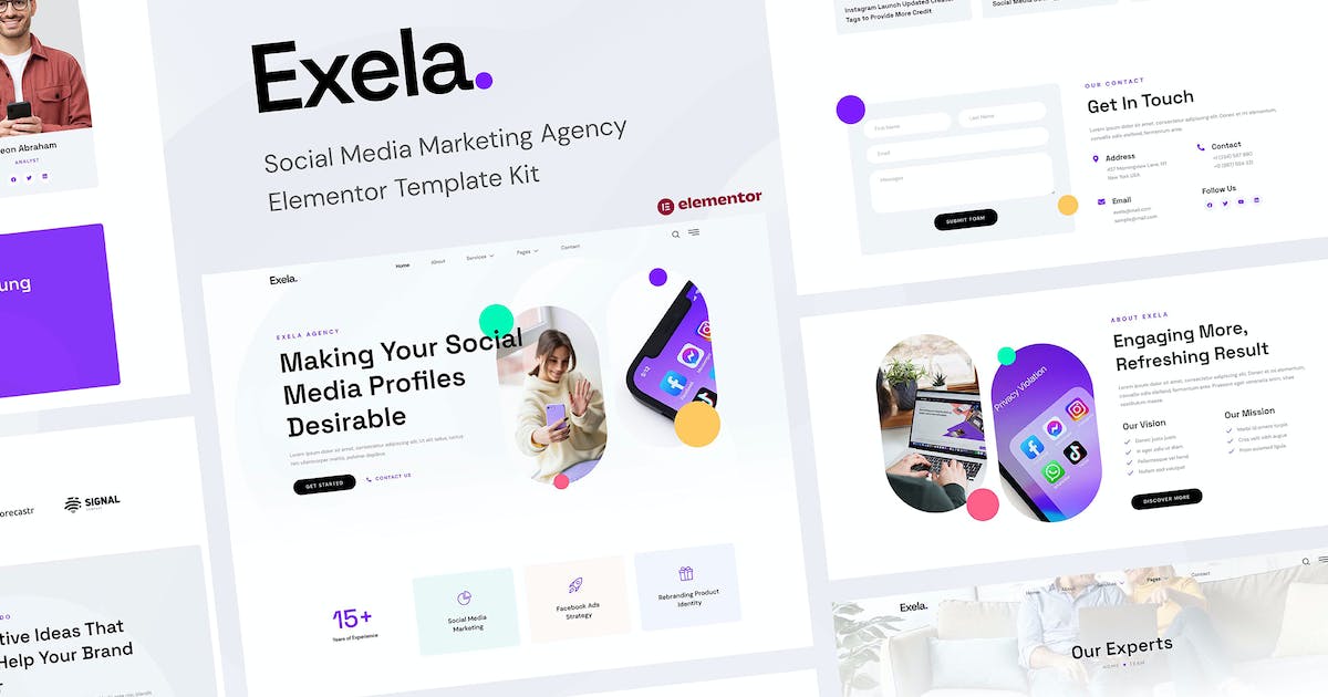 Exela – Social Media Marketing Agency Elementor Template Kit