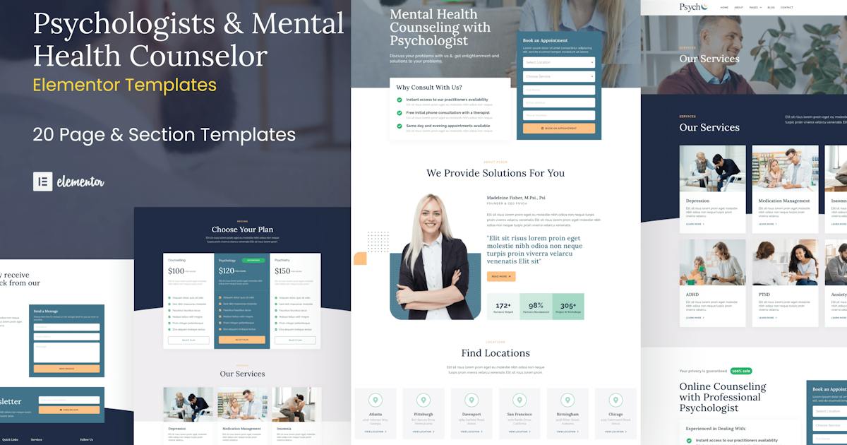Psych – Mental Health Counselor Elementor Template Kit