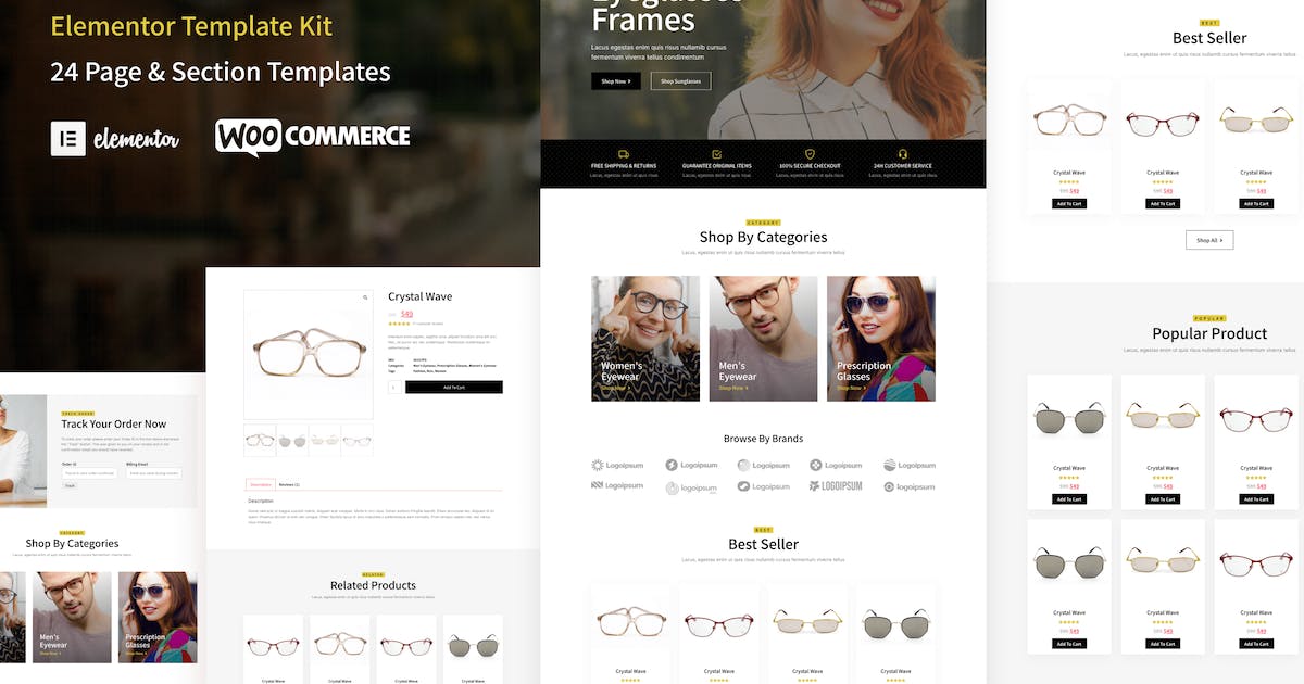 ClearView – Eyeglasses & Eyewear Store WooCommerce Elementor Template Kit