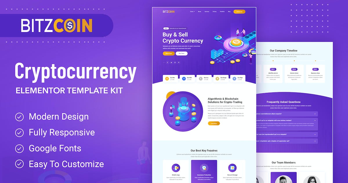BitzCoin – Crypto Exchange Elementor Template Kit