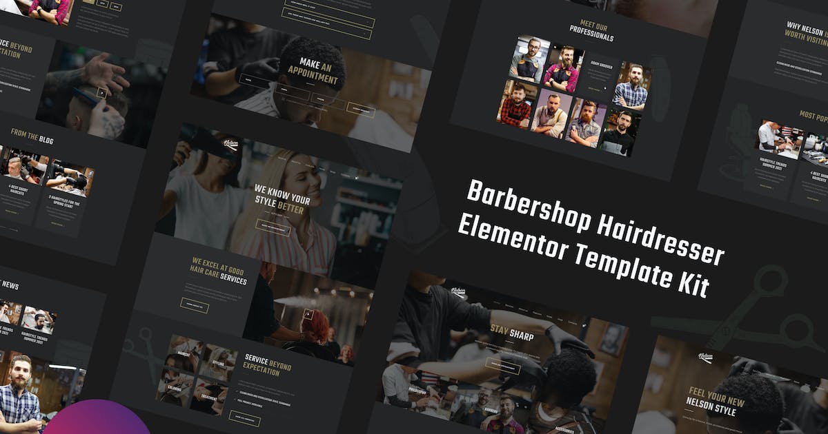 Nelson – Barbershop & Hairdresser Elementor Template Kit