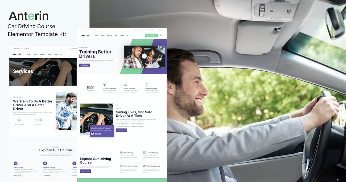 Anterin – Car Driving Course Elementor Template Kit