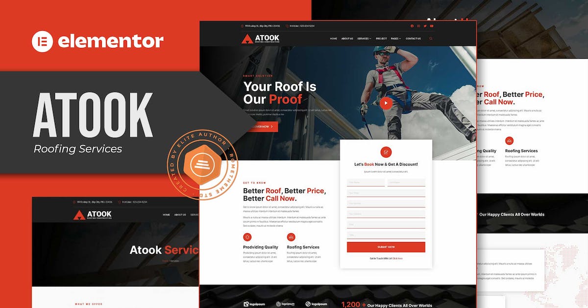 Atook – Roofing Services Elementor Template Kit