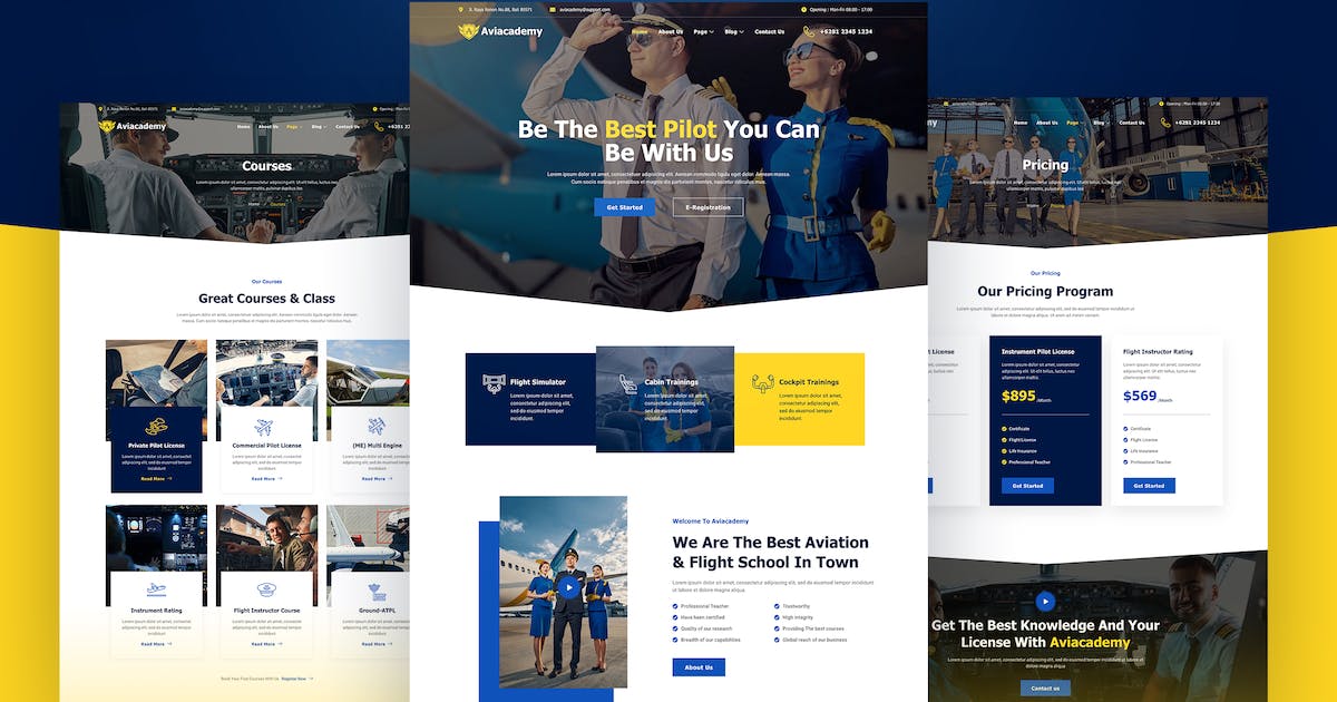 Aviacademy - Aviation & Flight School Elementor Template Kit