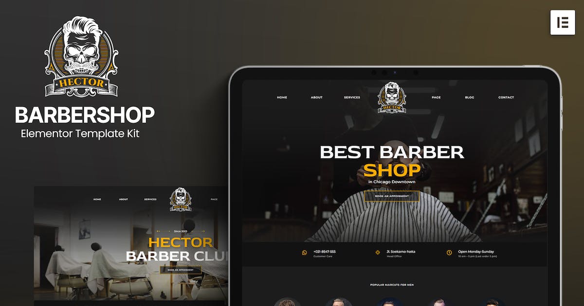Hector – Barbershop Elementor Template Kit