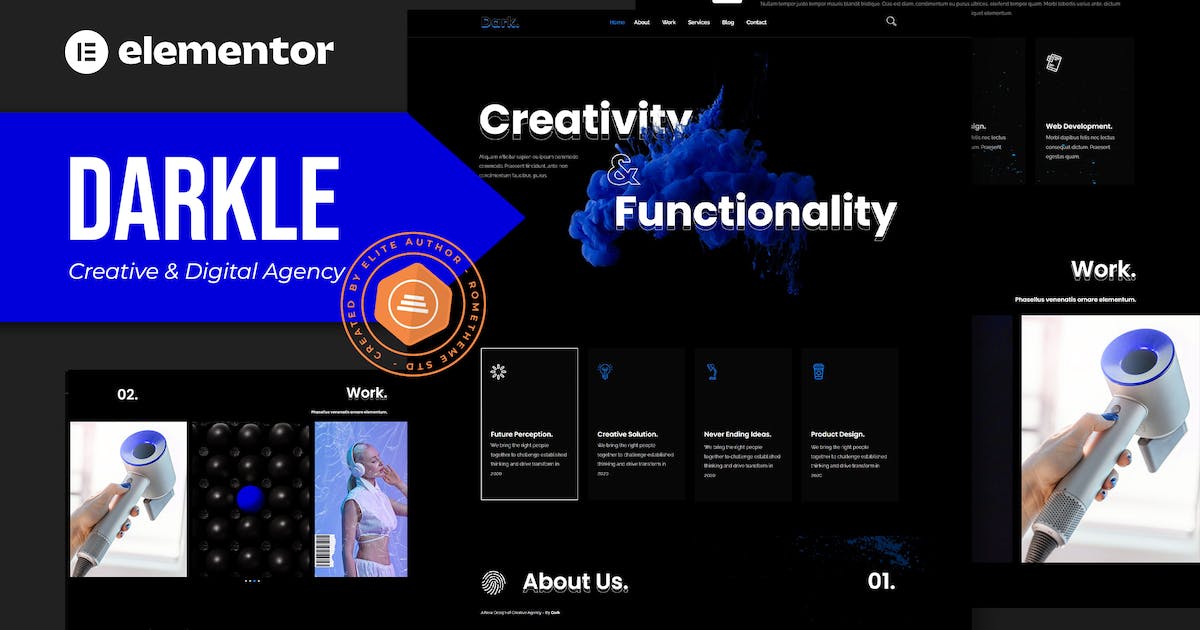Darkle – Creative & Digital Agency Elementor Template Kit