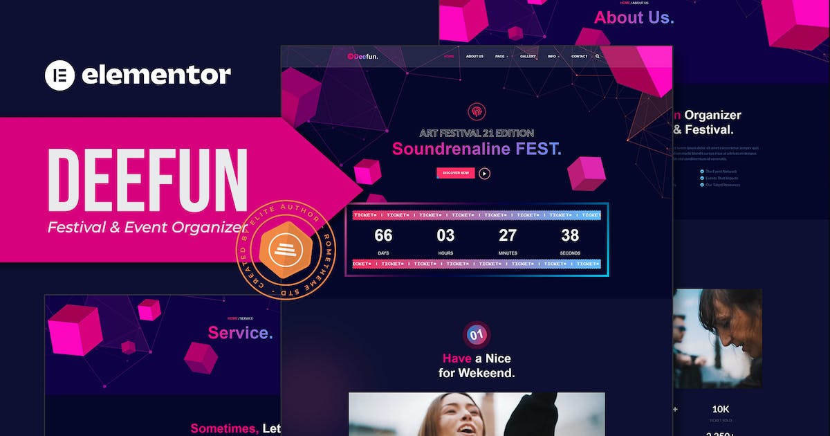 DeeFun – Festival & Event Organizer Elementor Template Kit