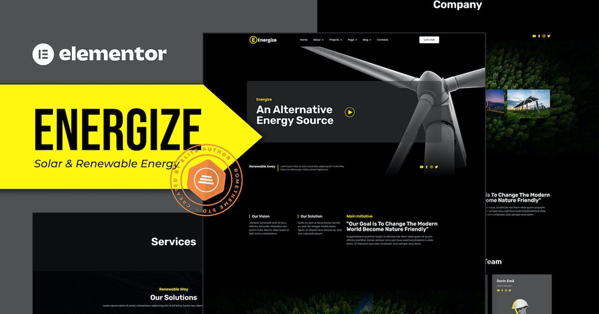 Energize – Solar & Renewable Energy Elementor Template Kit
