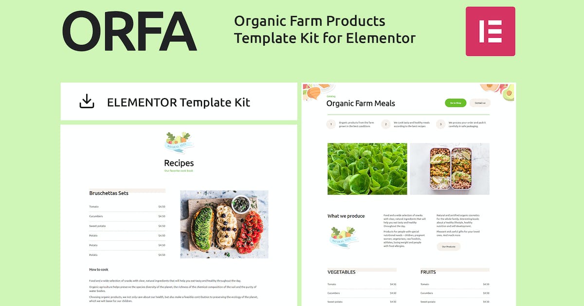ORFA – Organic Farm Products Elementor Template Kit