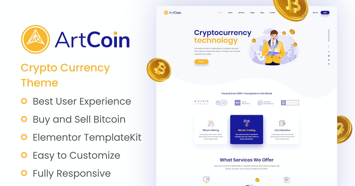 ArtCoin | Bitcoin & Cryptocurrency Elementor Template Kit