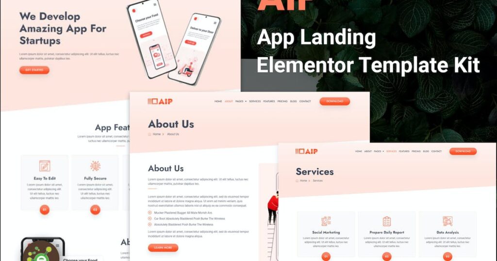 Télécharger Aip – App Landing Elementor Template Kit version 1.0.0