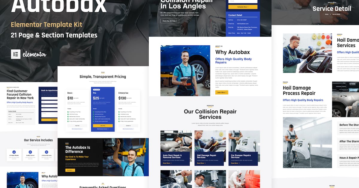 Autobax – Car Body Repair Shop Elementor Pro Template Kit