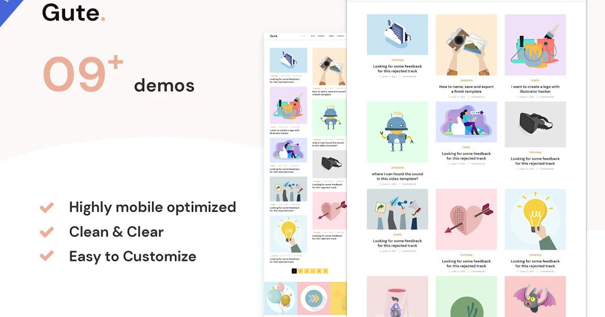 Gute – Minimalist Blog Elementor Template Kit