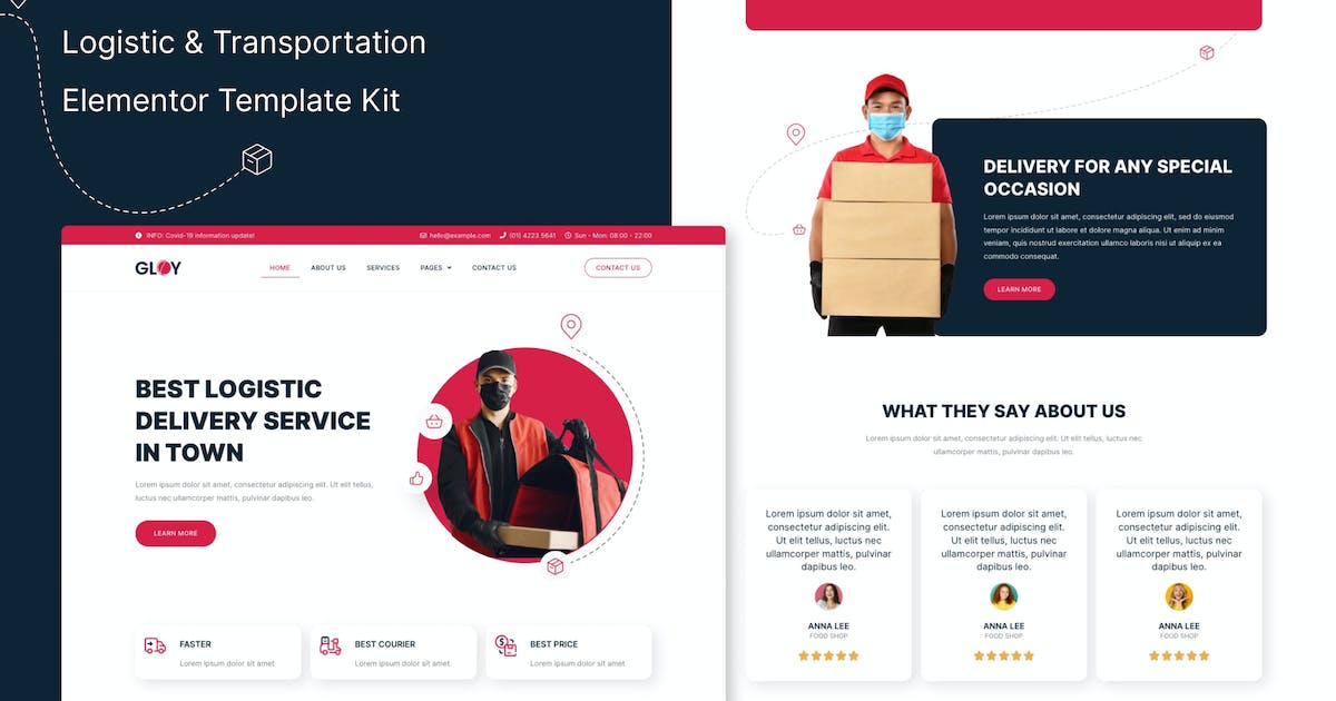 Gloy – Logistic & Transportation Delivery Elementor Template Kit