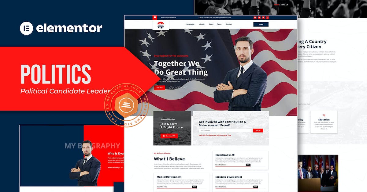 Politics – Political Candidate Leader Elementor Template Kit