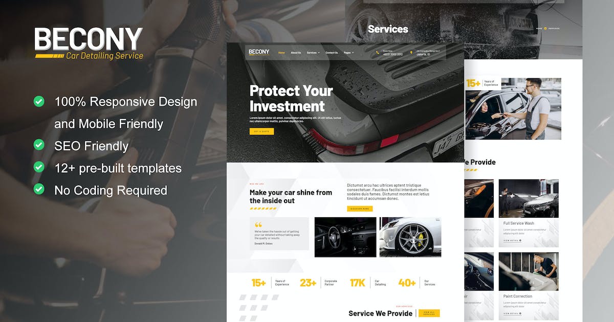 Becony – Car Detailing Services & Car Repair Elementor Template Kit
