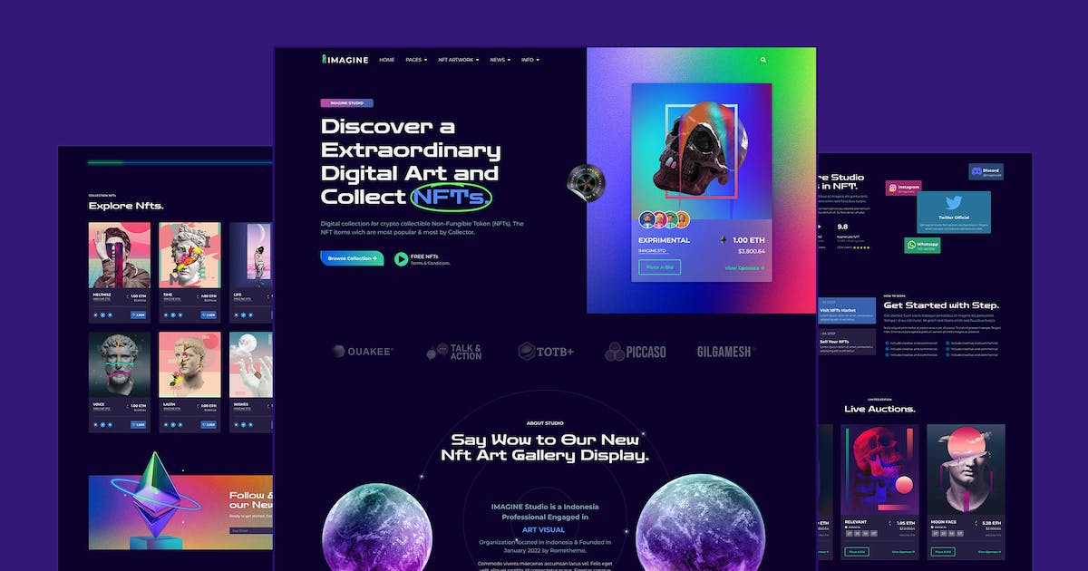 IMAGINE – Creative NFT Portfolio Elementor Pro Full Site Template Kit