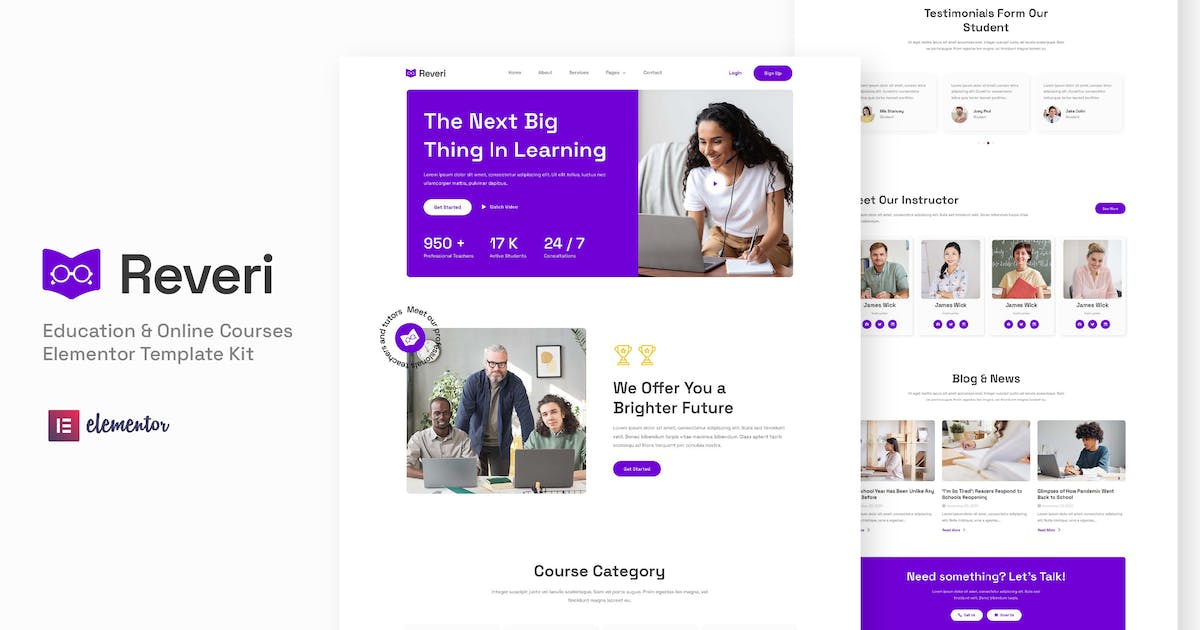 Reveri – Education & Online Courses Elementor Template Kit