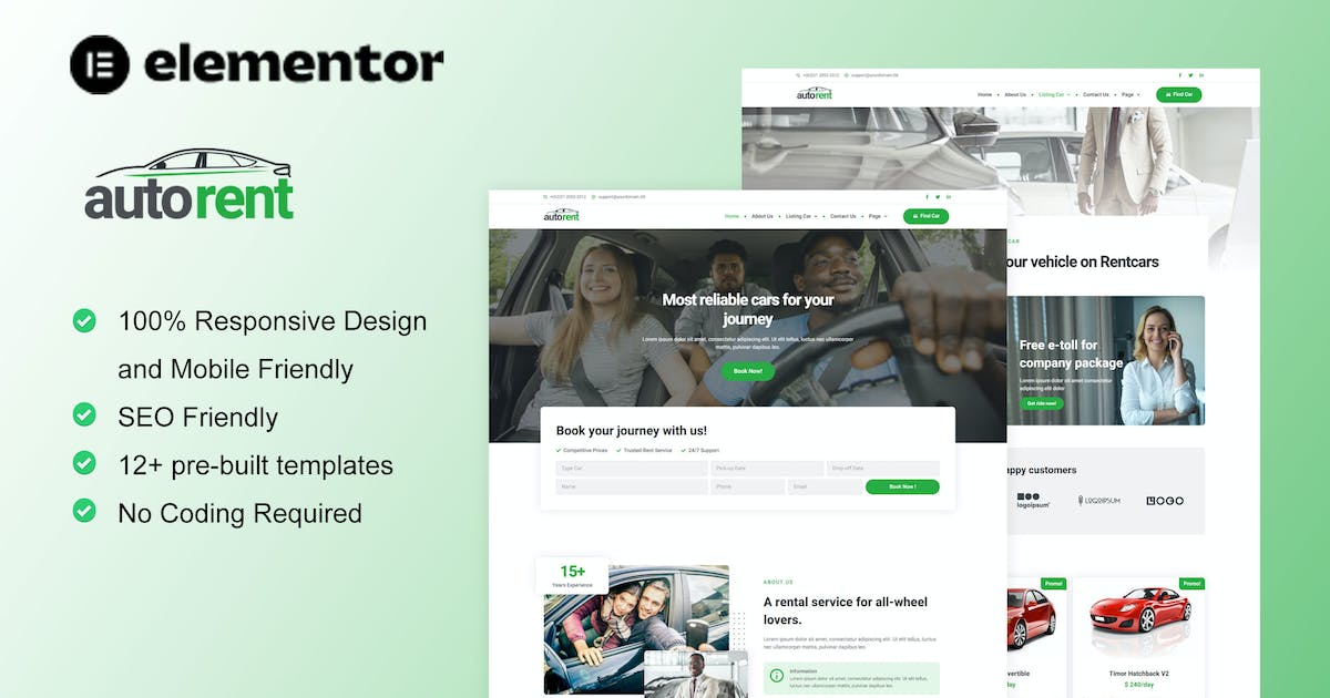 AutoRent – Car Rental Service Elementor Template Kit