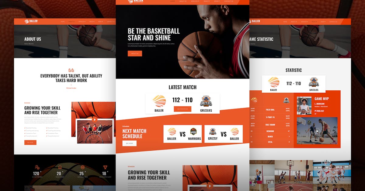 Baller - Basketball Team & Sports Club Elementor Template Kit