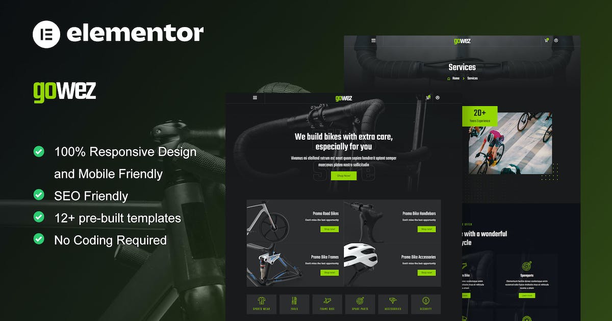 Gowez – WooCommerce Bike Shop & Bike Service Elementor Template Kit