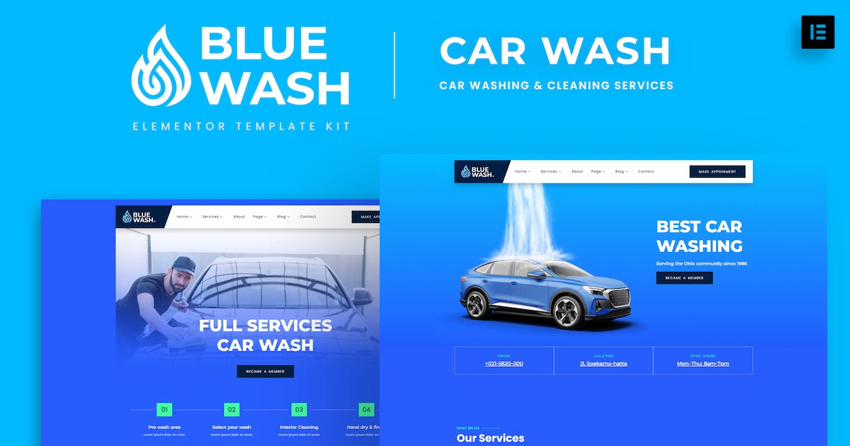 Bluewash – Car Washing & Cleaning Services Template Kit
