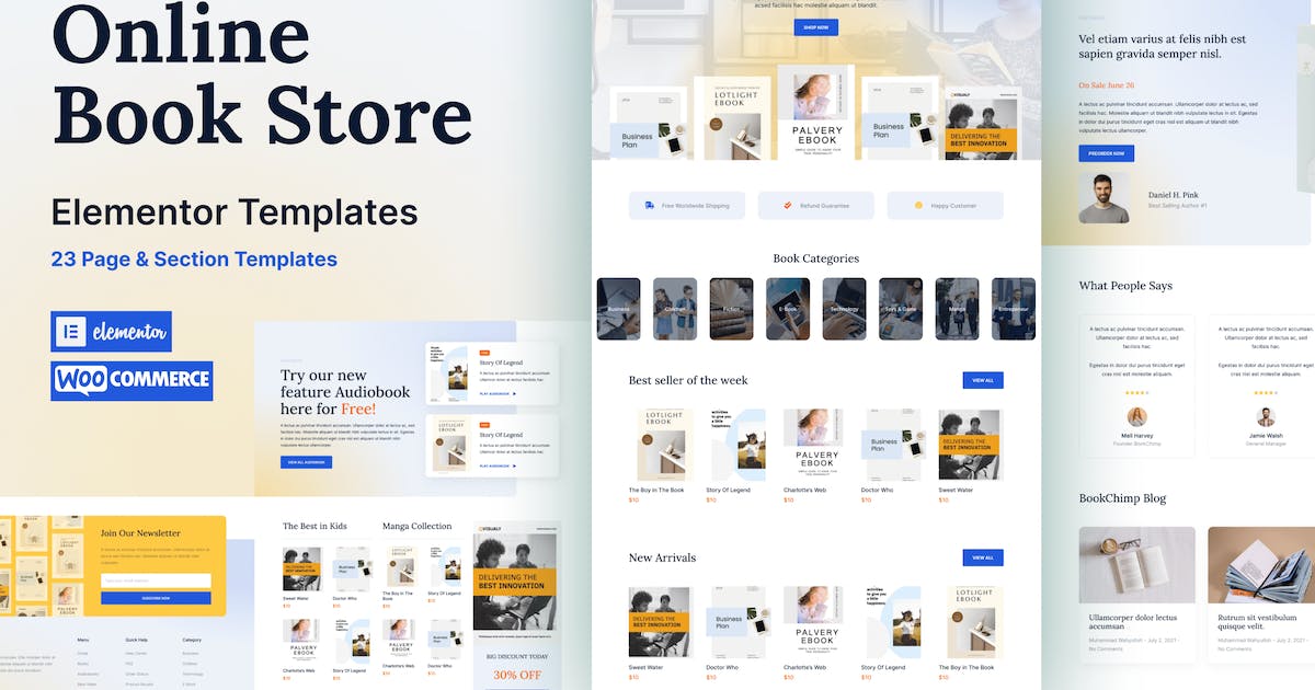 BookChimp – Online Book Store Website Elementor Template Kit