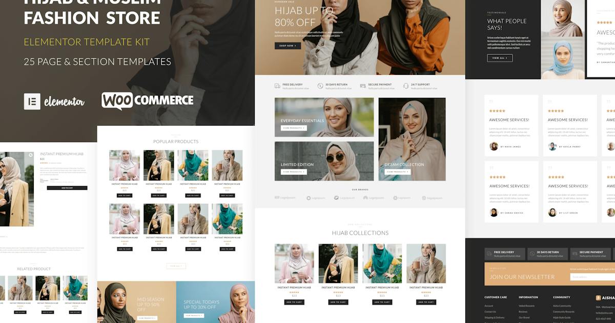 Aisha – Hijab & Muslim Wear Store Elementor Template Kit