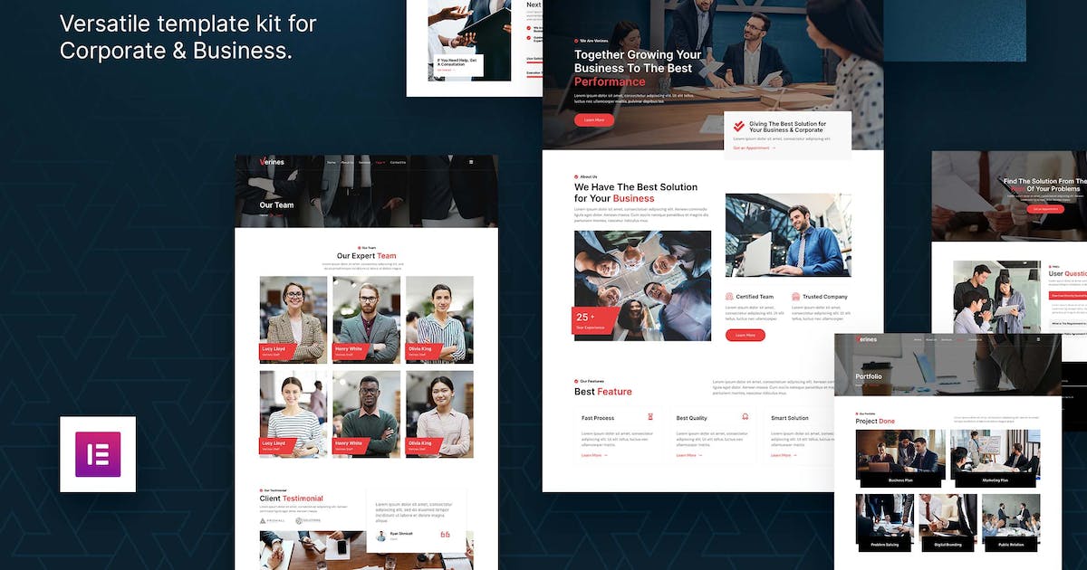 Verines - Professional Corporate & Business Elementor Template Kit