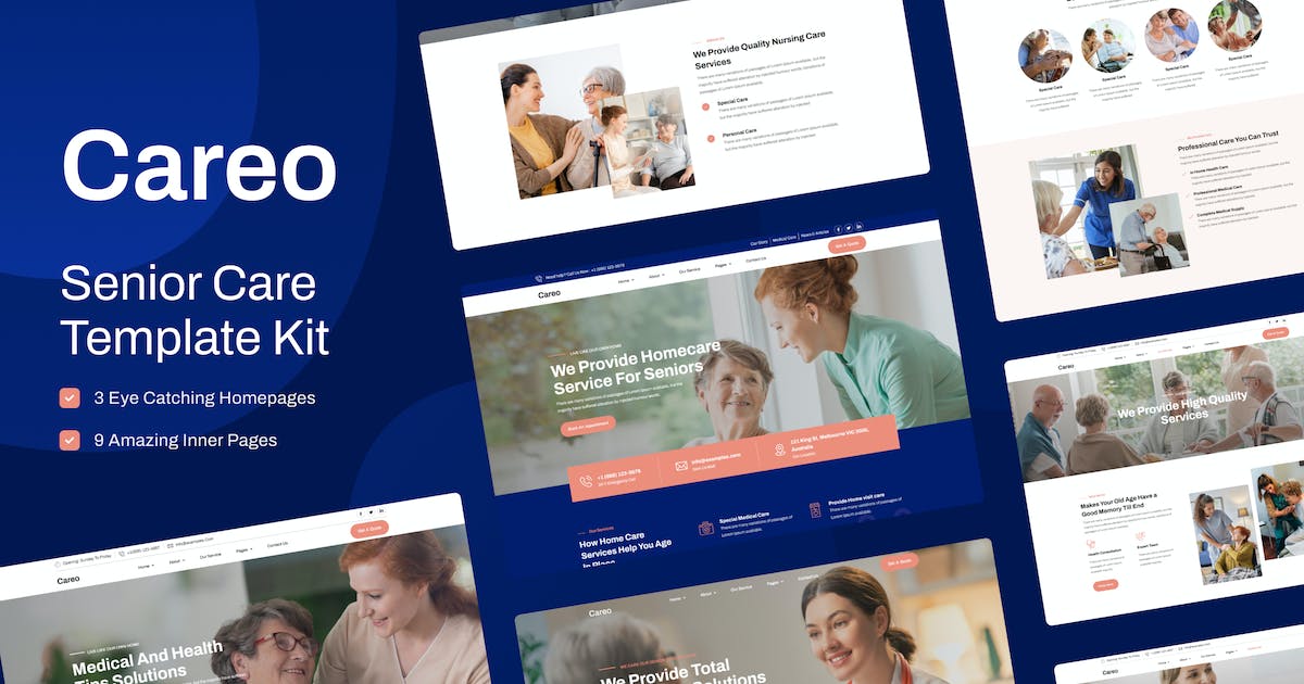Careo – Elderly & Senior Care Elementor Template Kit
