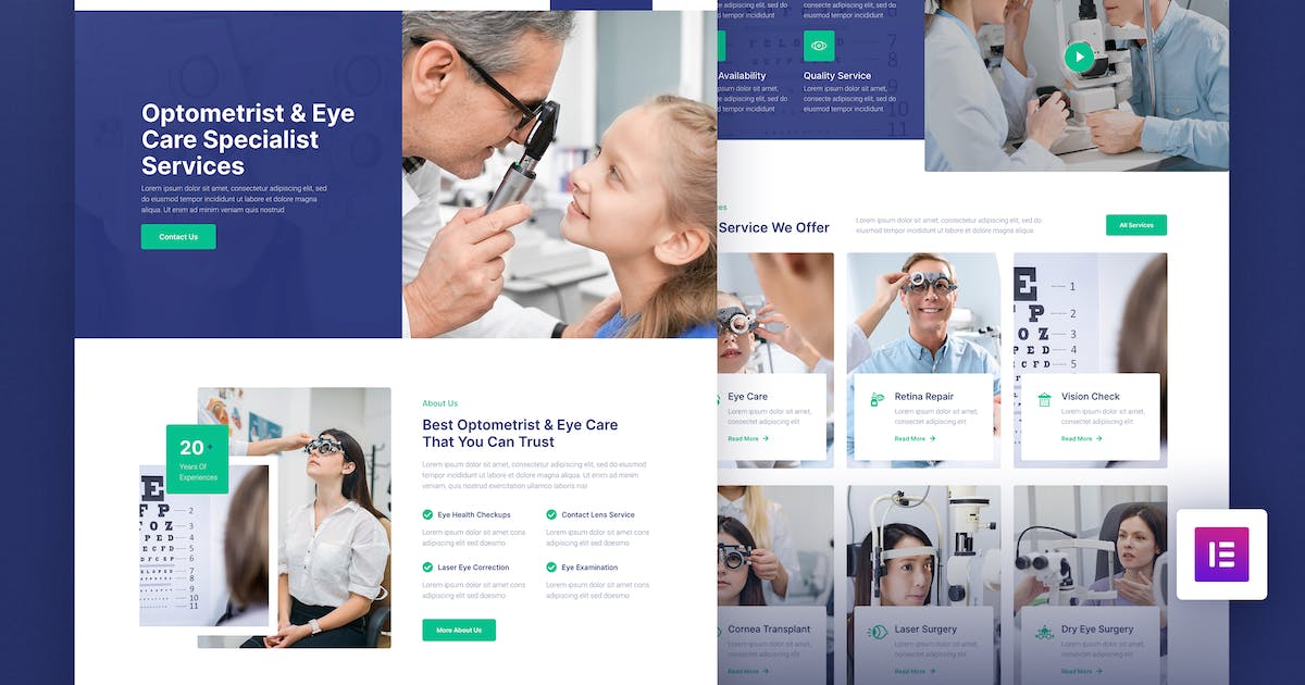 Optica - Optometrist & Eye Care Elementor Template Kit