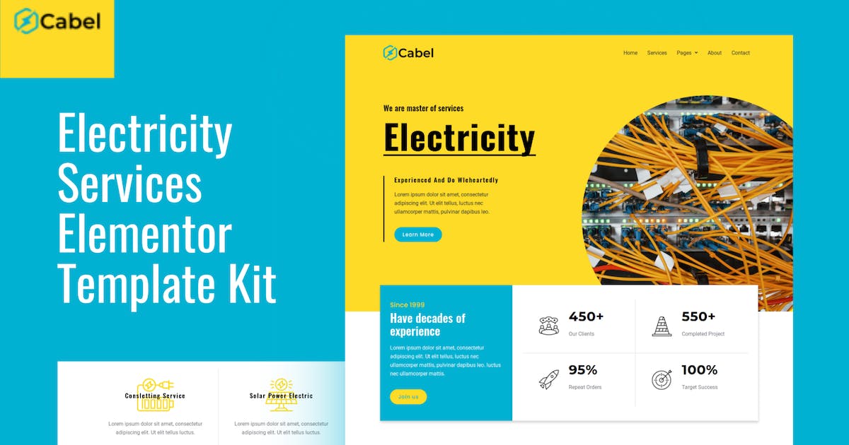 Cabel – Electricity Services Elementor Template Kit
