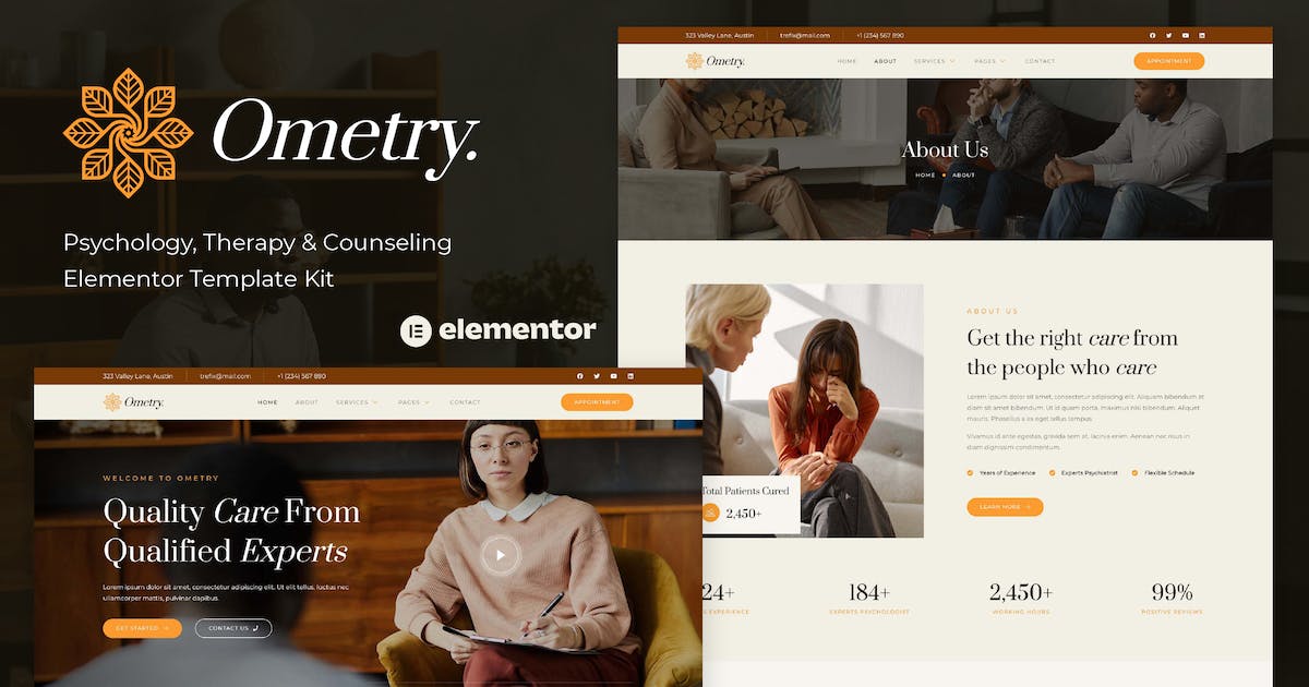 Ometry – Psychology Therapy & Counseling Elementor Template Kit