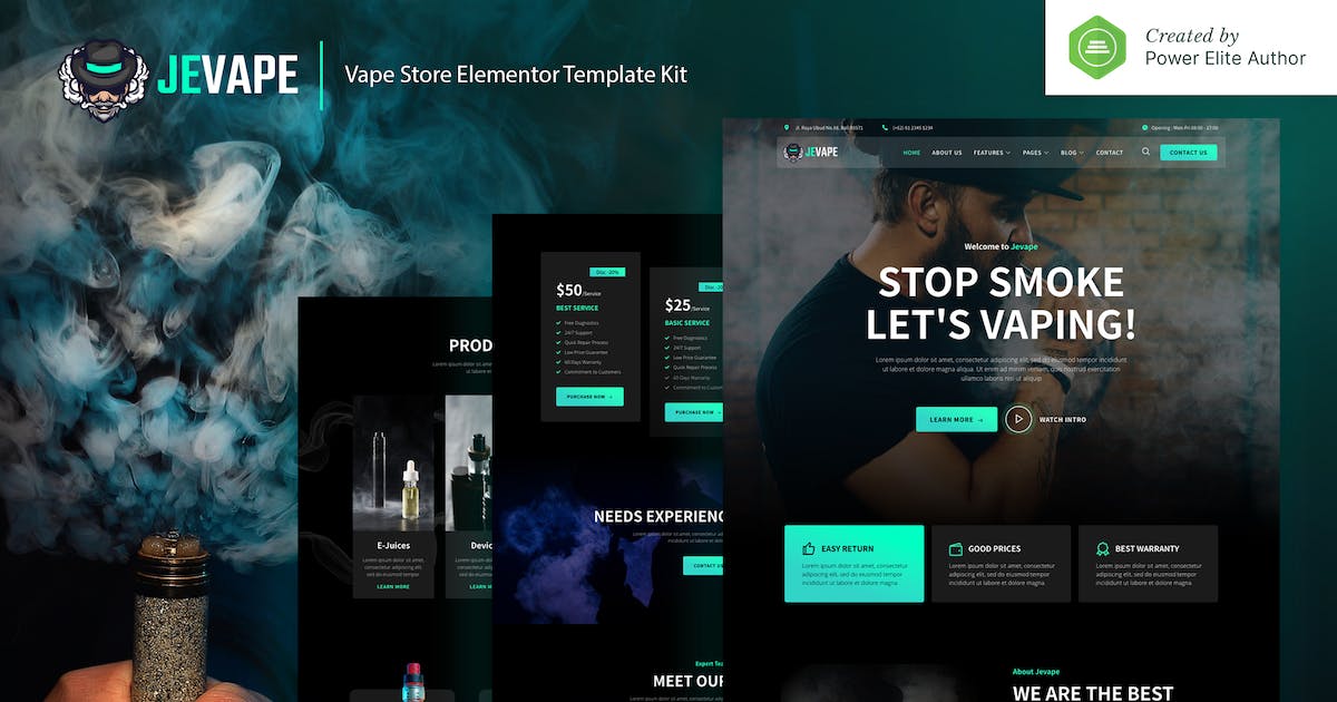 Jevape - Vape Community & Store Elementor Template Kit
