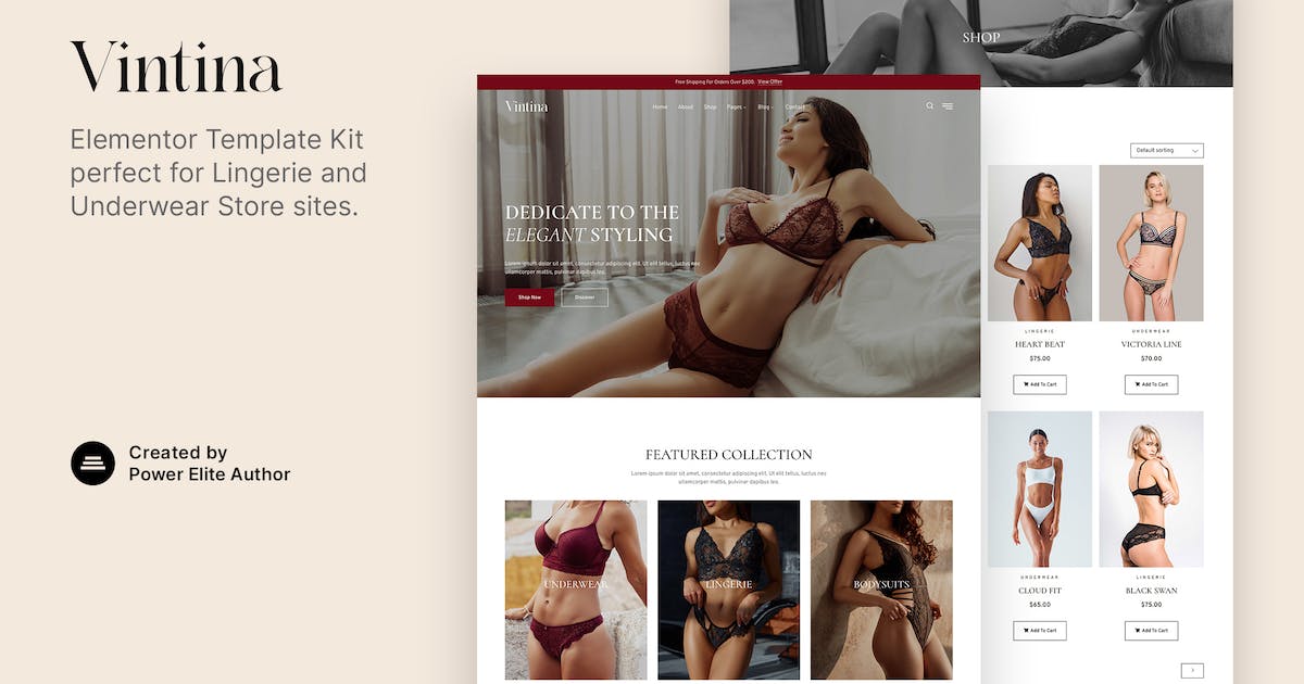 Vintina - Lingerie & Underwear Store Elementor Template Kit