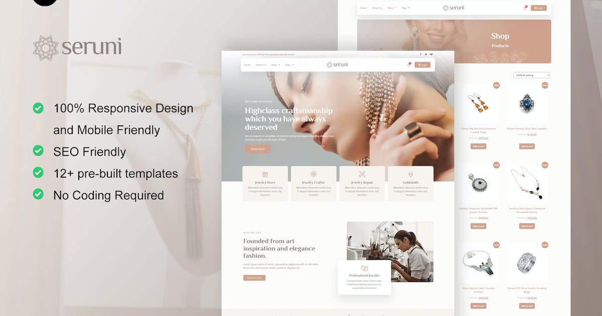 Seruni – Jewelry Store WooCommerce Elementor Pro Template Kit
