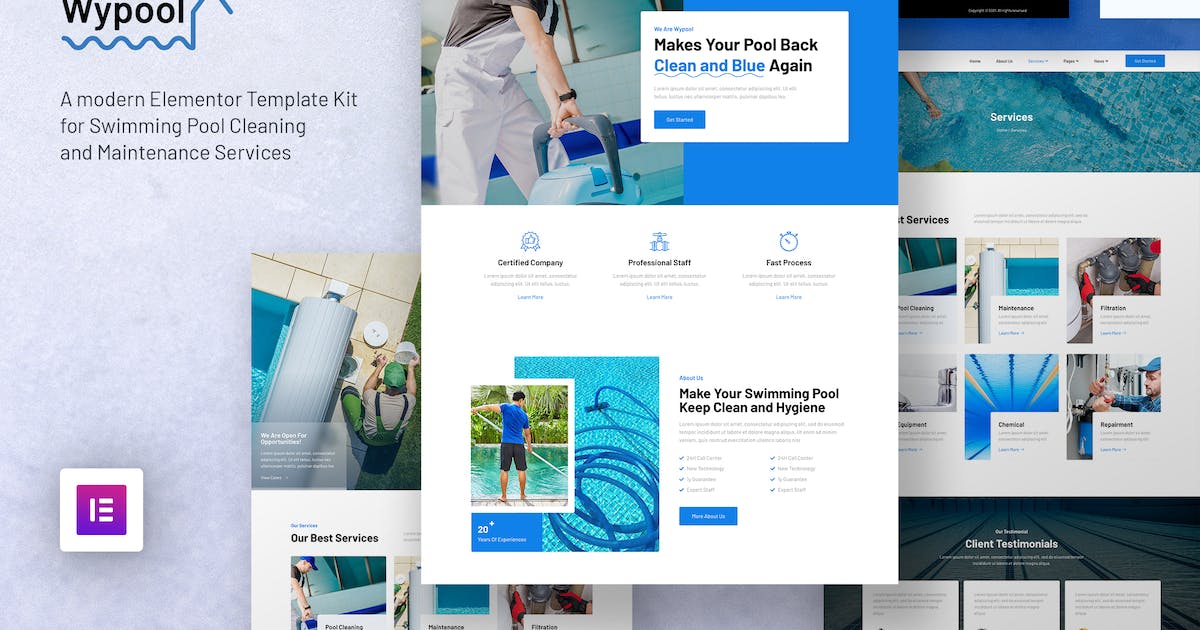 Wypool - Swimming Pool Cleaning & Maintenance Services Elementor Template Kit