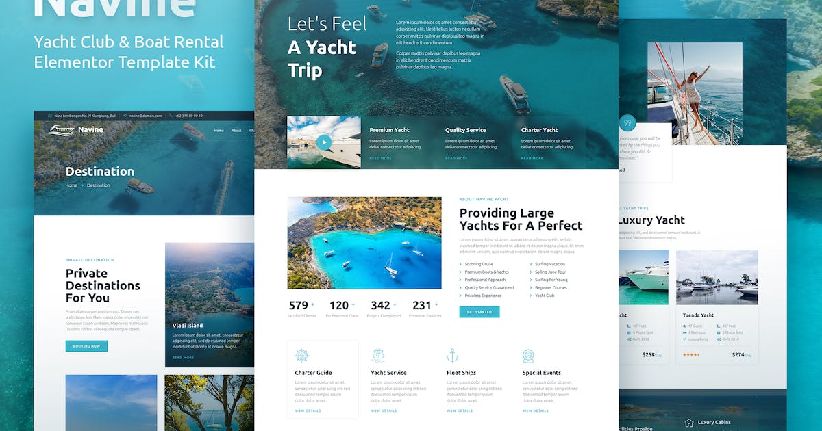Navine - Yacht Club & Boat Rental Elementor Template Kit