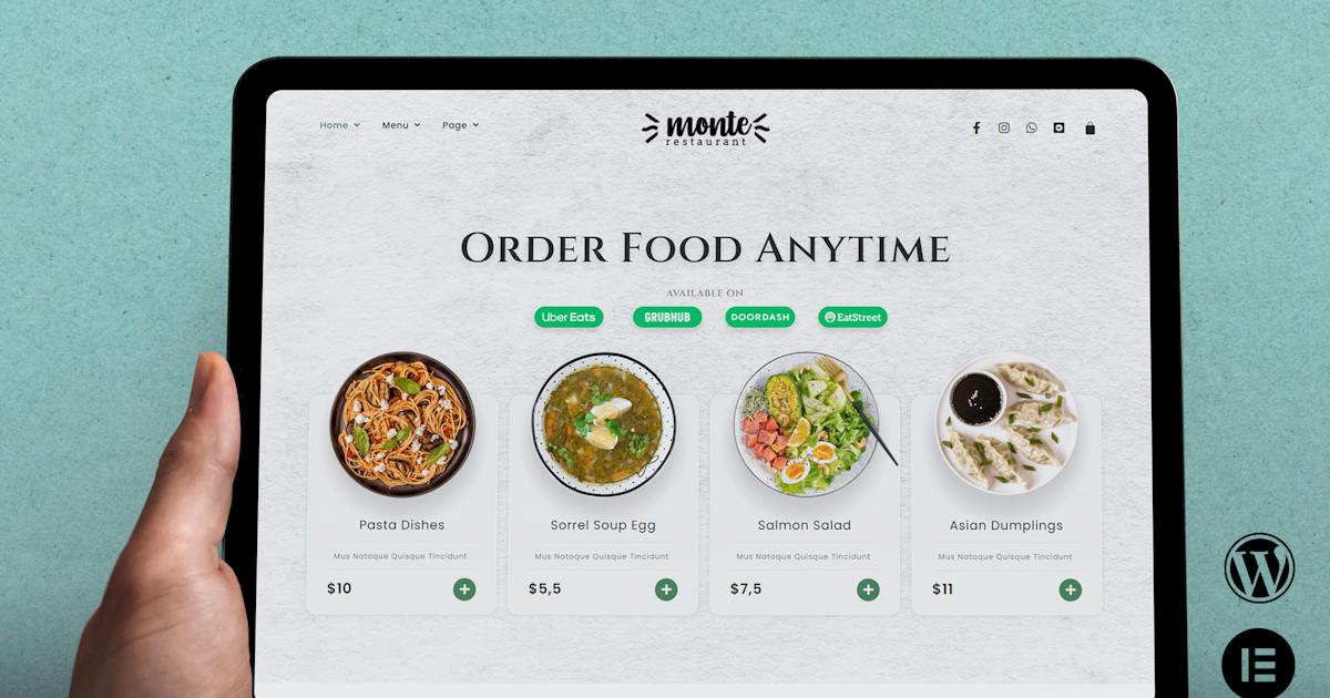 Monte – Online Food Elementor Template Kit