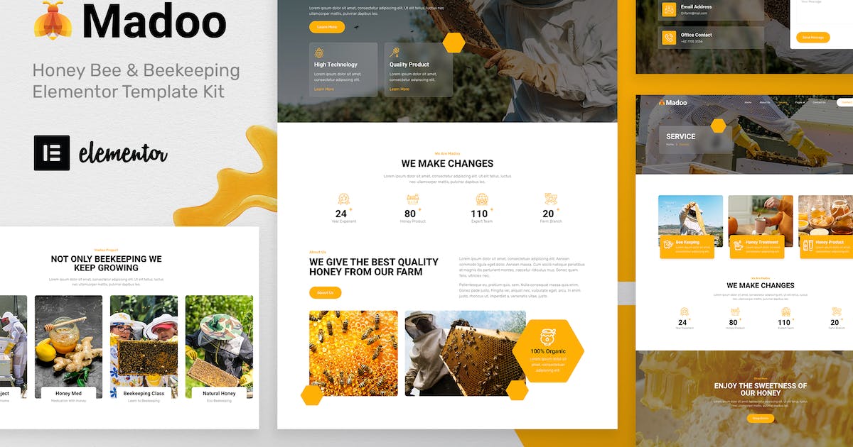Madoo - Honey Bee & Beekeeping Elementor Template Kit