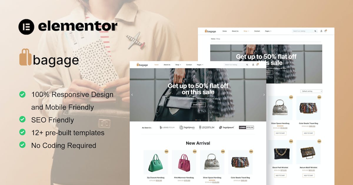 Bagage – Woocommerce Bag Store Elementor Pro Template Kit