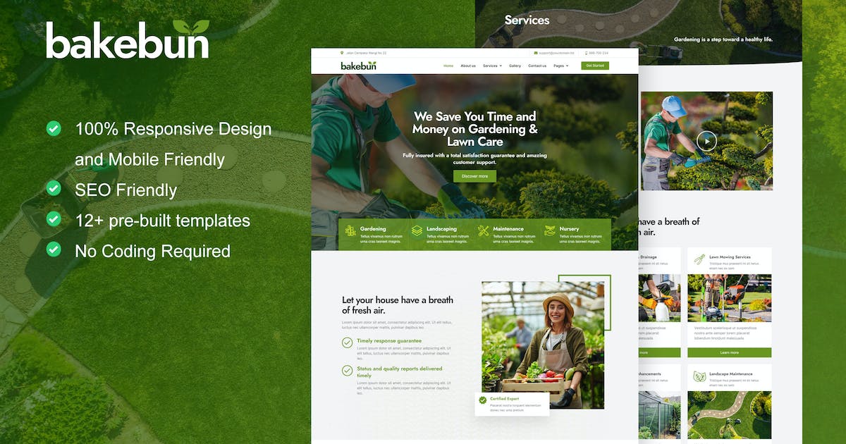 Bakebun – Landscape & Gardening Elementor Template Kit
