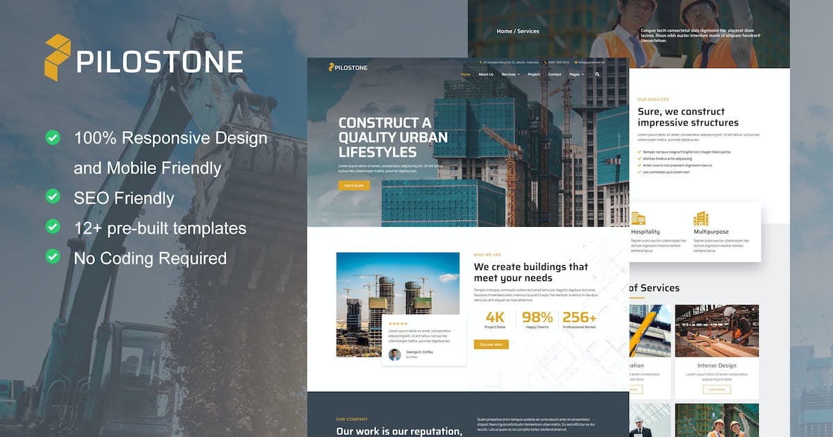 Pilostone – Construction & Building Service Elementor Template Kit