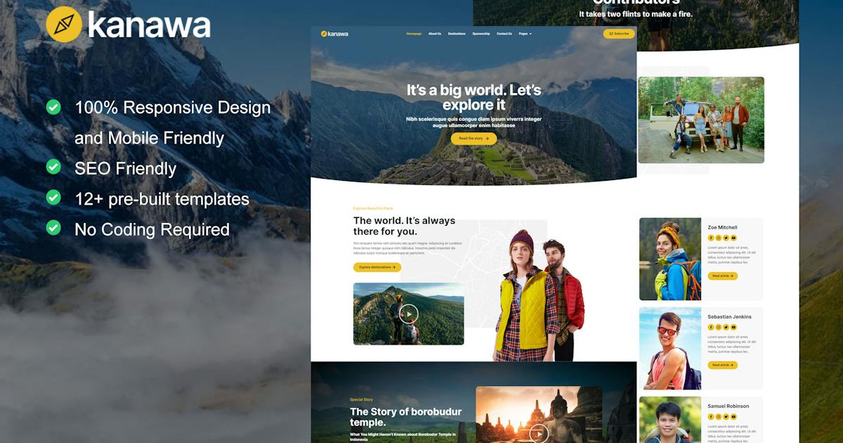 Kanawa – Modern Travel Blog Elementor Template Kit