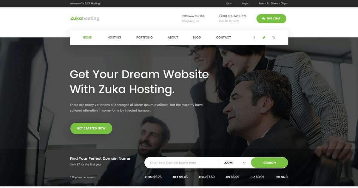 Zukahost - Domain & Web Hosting Template Kit