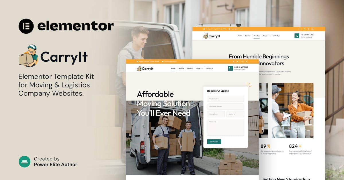 CarryIt – Moving & Logistics Company Elementor Template Kit