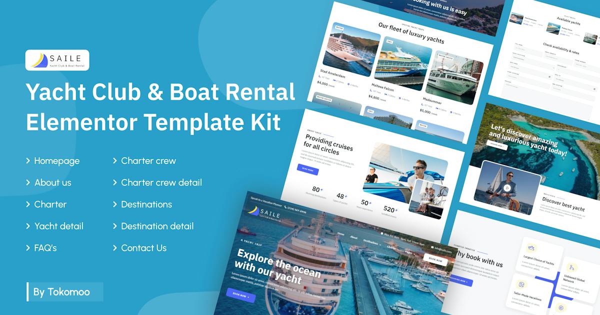 Saile | Yacht Club & Boat Rental Elementor Template Kit